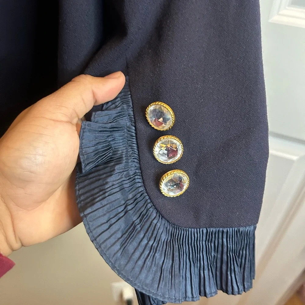 Dior Midnight Blue Women's Blazer with Ruffle Trim